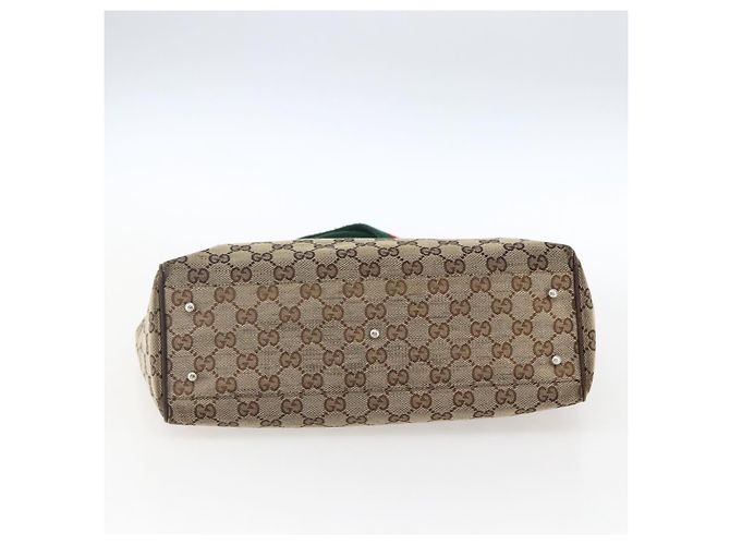 GUCCI GG Canvas Web Sherry Line Tote Bag Beige Rot Grün 145810 Auth gh1862 - Ansicht 9