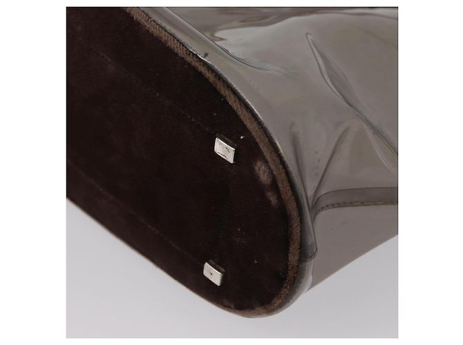 Borsa Tote PRADA Velluto Vinile Marrone Auth 173602 - vista 11