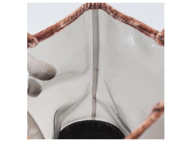 Borsa Tote PRADA Velluto Vinile Marrone Auth 173602 - vista 15