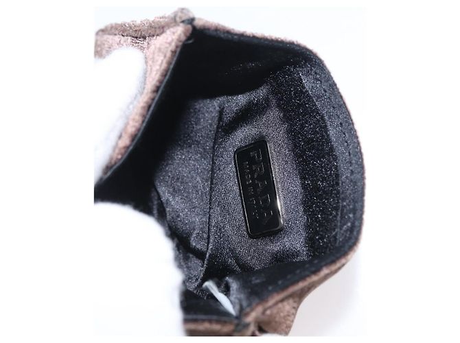 Borsa Tote PRADA Velluto Vinile Marrone Auth 173602 - vista 19