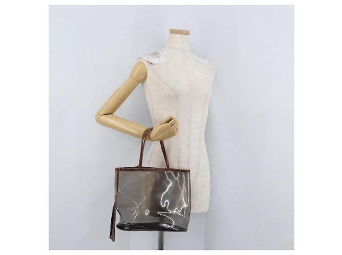 Borsa Tote PRADA Velluto Vinile Marrone Auth 173602 - vista 22
