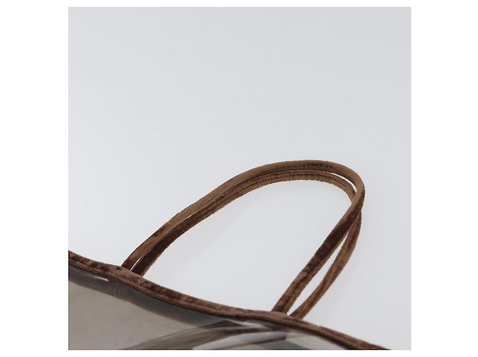 Borsa Tote PRADA Velluto Vinile Marrone Auth 173602 - vista 8