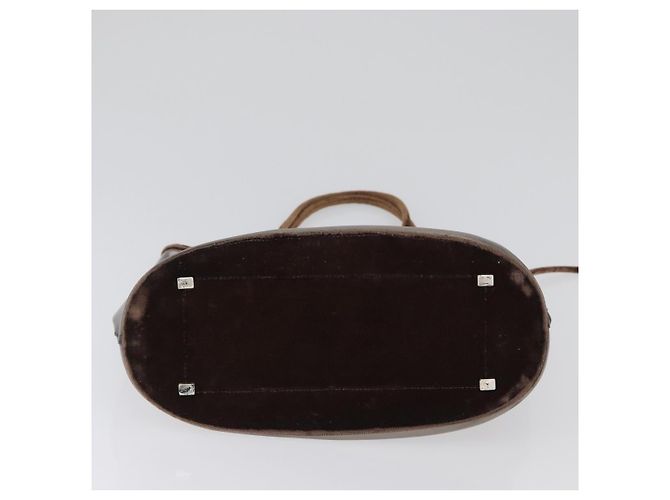 Borsa Tote PRADA Velluto Vinile Marrone Auth 173602 - vista 9