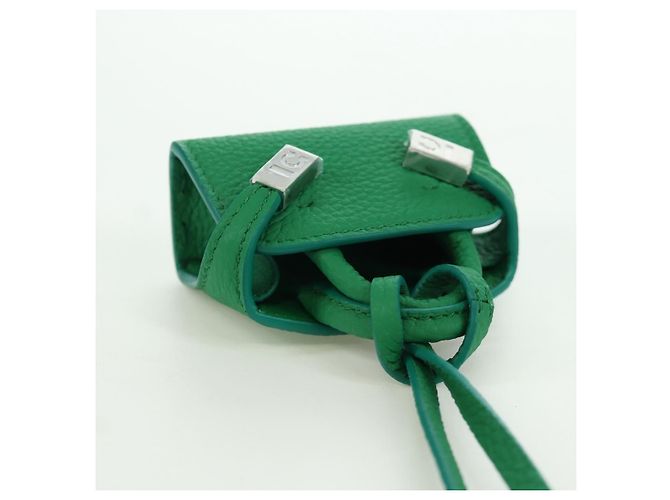 Charm per borsa Gancini Hugs in pelle verde argento Auth 172557M di Salvatore Ferragamo - vista 12