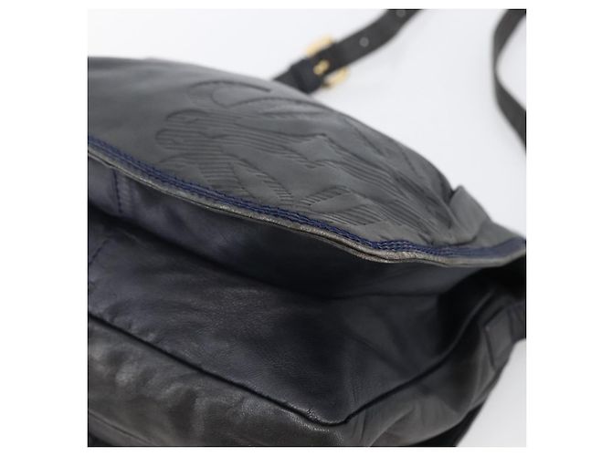 Borsa a Spalla Anagram LOEWE in Pelle Blu Navy e Oro Auth bs33483 D'oro - vista 10
