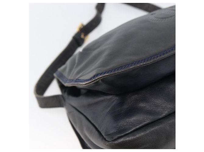 Borsa a Spalla Anagram LOEWE in Pelle Blu Navy e Oro Auth bs33483 D'oro - vista 11