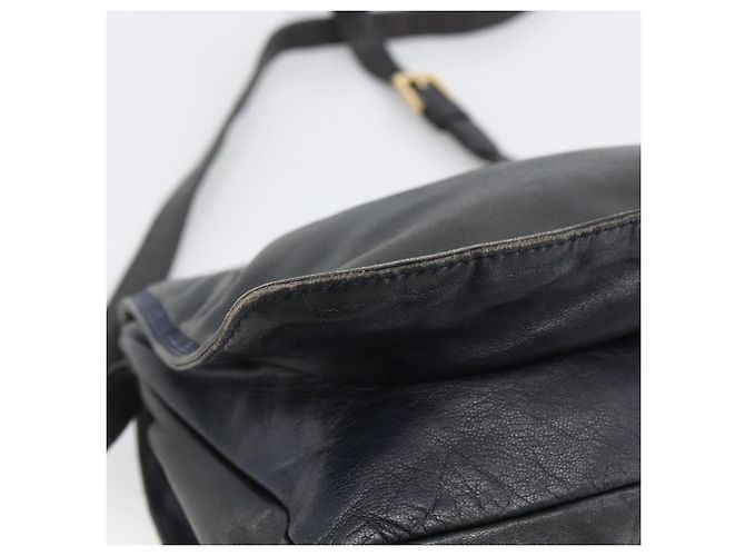 Borsa a Spalla Anagram LOEWE in Pelle Blu Navy e Oro Auth bs33483 D'oro - vista 13