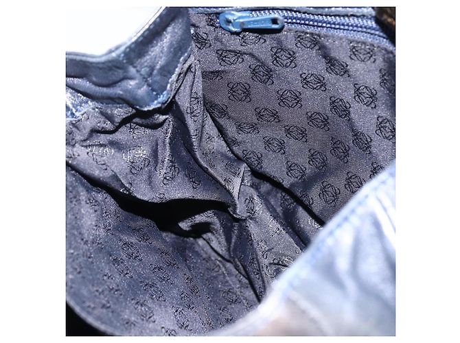 Borsa a Spalla Anagram LOEWE in Pelle Blu Navy e Oro Auth bs33483 D'oro - vista 18