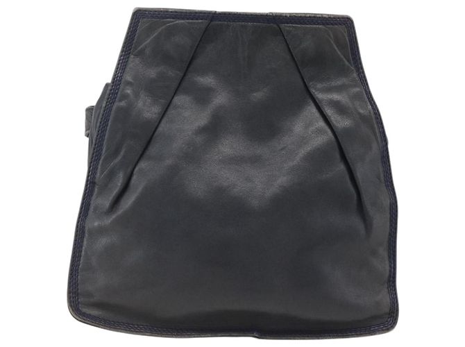 Borsa a Spalla Anagram LOEWE in Pelle Blu Navy e Oro Auth bs33483 D'oro - vista 3