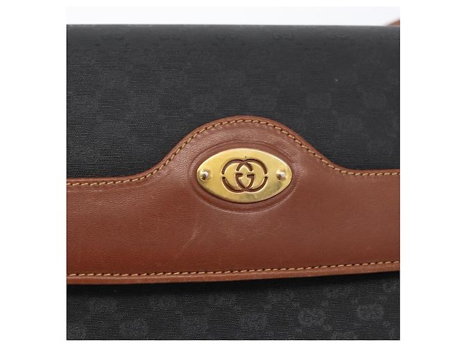 Borsa a Spalla in Tela Micro GG Gucci PVC Nero Oro 004 106 0024 Auth 173559 D'oro - vista 14