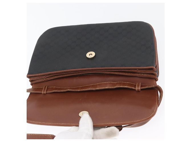 Borsa a Spalla in Tela Micro GG Gucci PVC Nero Oro 004 106 0024 Auth 173559 D'oro - vista 15