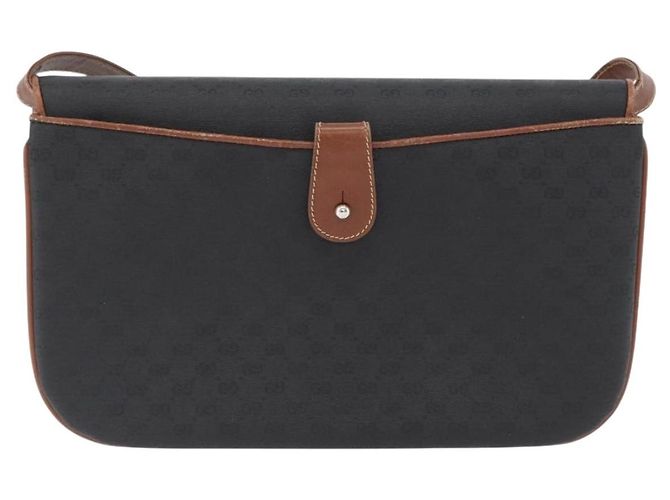 Borsa a Spalla in Tela Micro GG Gucci PVC Nero Oro 004 106 0024 Auth 173559 D'oro - vista 3