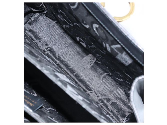 Borsa a mano in pelle Gancini Salvatore Ferragamo 2 in 1 Nero Oro Auth 172790 - vista 24