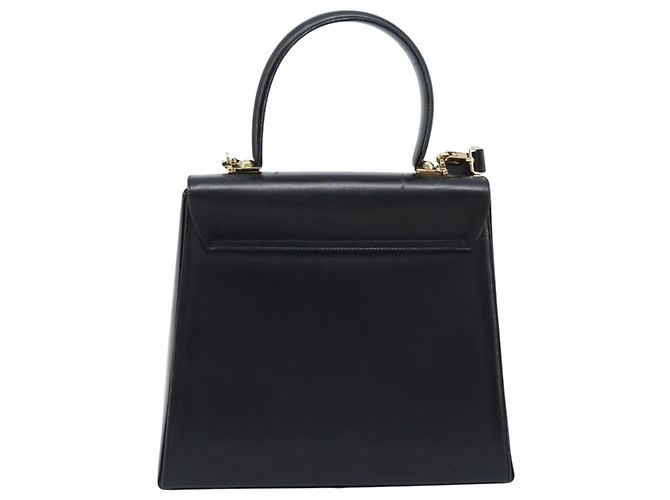 Borsa a mano in pelle Gancini Salvatore Ferragamo 2 in 1 Nero Oro Auth 172790 - vista 3