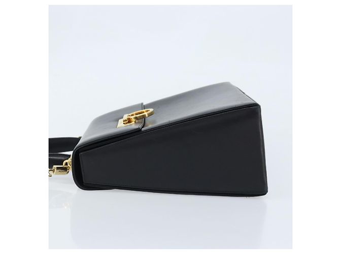 Borsa a mano in pelle Gancini Salvatore Ferragamo 2 in 1 Nero Oro Auth 172790 - vista 5
