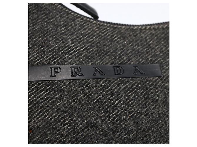 Handtasche aus grauer Wolle Authentisch PRADA LNZ343 Braun - Ansicht 15
