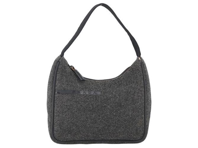 Handtasche aus grauer Wolle Authentisch PRADA LNZ343 Braun - Ansicht 2