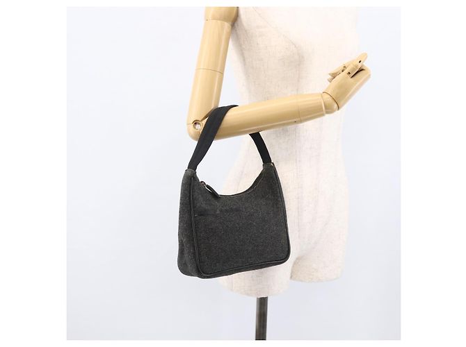 Handtasche aus grauer Wolle Authentisch PRADA LNZ343 Braun - Ansicht 22
