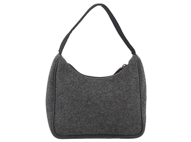 Handtasche aus grauer Wolle Authentisch PRADA LNZ343 Braun - Ansicht 3