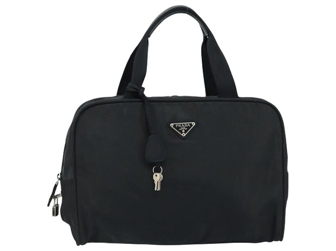 PRADA Borsa a Mano Nylon Nero Argento Auth gh1778 - vista 2