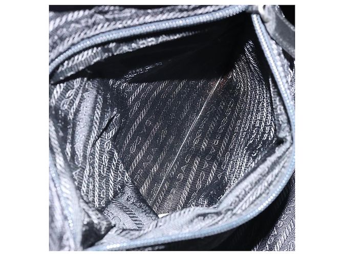 PRADA Borsa a Mano Nylon Nero Argento Auth gh1778 - vista 22