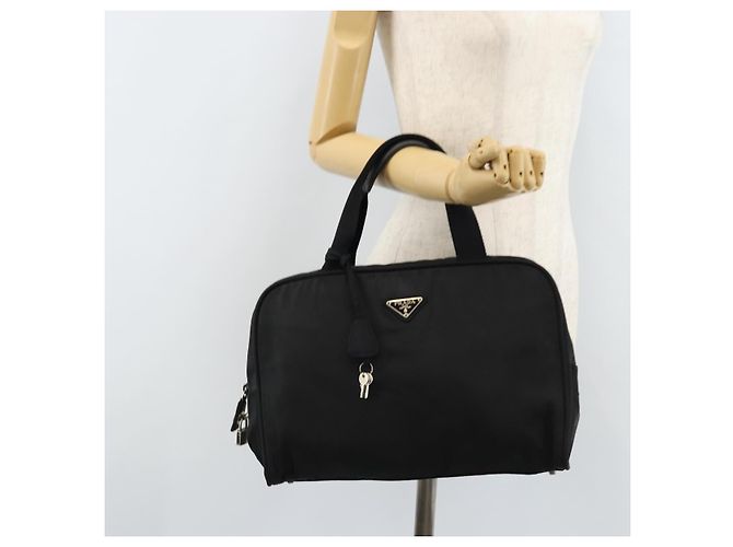 PRADA Borsa a Mano Nylon Nero Argento Auth gh1778 - vista 25