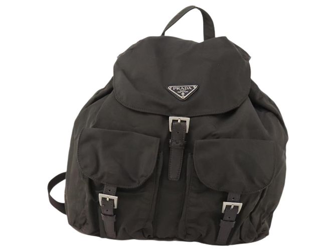 PRADA Rucksack aus grauem Nylon mit Silber authentisch BA10561 Braun - Ansicht 2