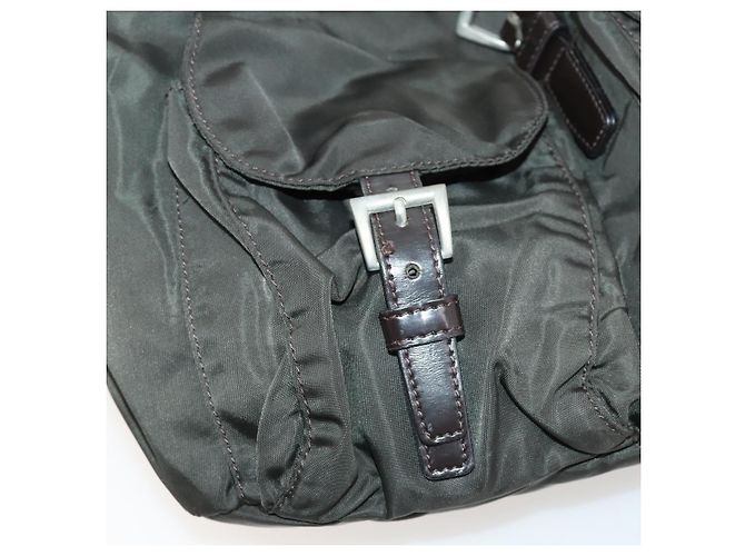 PRADA Rucksack aus grauem Nylon mit Silber authentisch BA10561 Braun - Ansicht 28