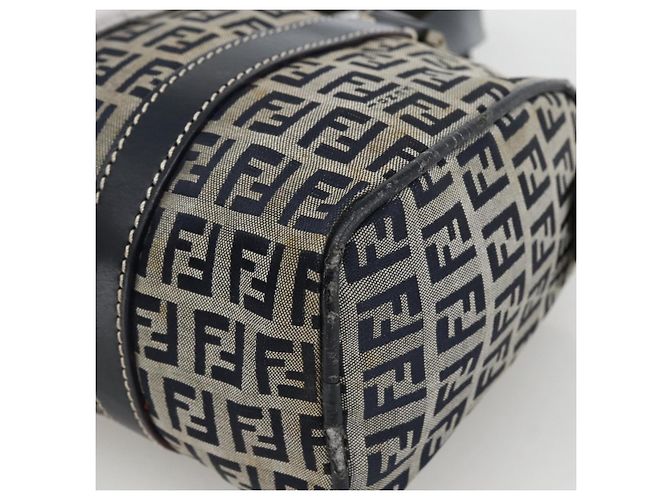 Bolso de mano de lona Zucchino FENDI azul marino plata Auth LNZ205 - vista 12