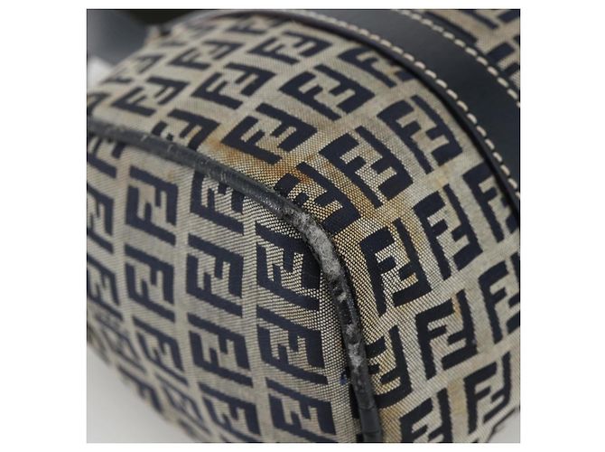 Bolso de mano de lona Zucchino FENDI azul marino plata Auth LNZ205 - vista 13