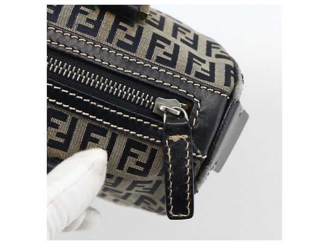 Bolso de mano de lona Zucchino FENDI azul marino plata Auth LNZ205 - vista 14