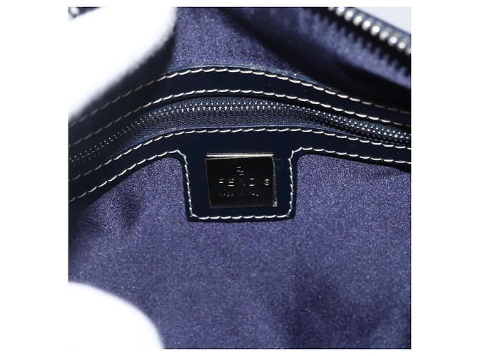 Bolso de mano de lona Zucchino FENDI azul marino plata Auth LNZ205 - vista 15