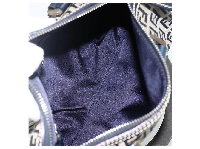 Bolso de mano de lona Zucchino FENDI azul marino plata Auth LNZ205 - vista 16