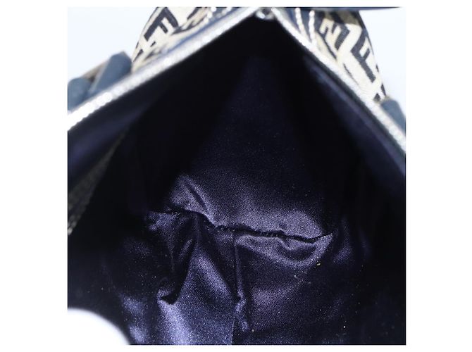 Bolso de mano de lona Zucchino FENDI azul marino plata Auth LNZ205 - vista 17