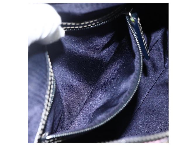 Bolso de mano de lona Zucchino FENDI azul marino plata Auth LNZ205 - vista 20