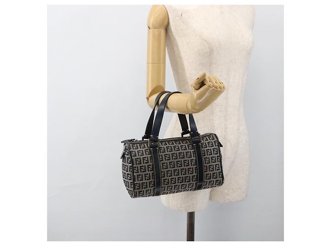 Bolso de mano de lona Zucchino FENDI azul marino plata Auth LNZ205 - vista 22