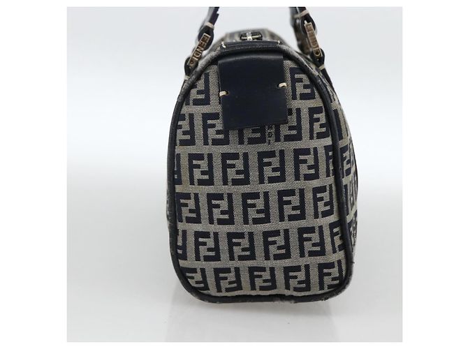 Bolso de mano de lona Zucchino FENDI azul marino plata Auth LNZ205 - vista 4