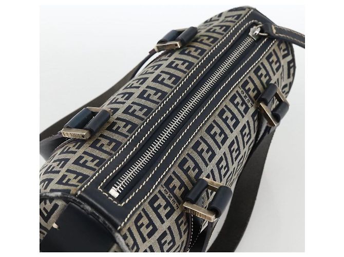 Bolso de mano de lona Zucchino FENDI azul marino plata Auth LNZ205 - vista 6