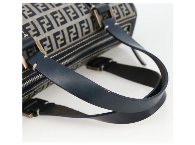 Bolso de mano de lona Zucchino FENDI azul marino plata Auth LNZ205 - vista 7