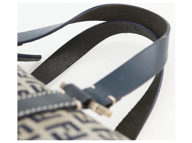 Bolso de mano de lona Zucchino FENDI azul marino plata Auth LNZ205 - vista 8