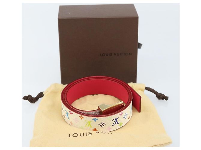 LOUIS VUITTON Monogramm Multicolor Gürtel Quadrat Weiß LV Auth ki6477 - Ansicht 11