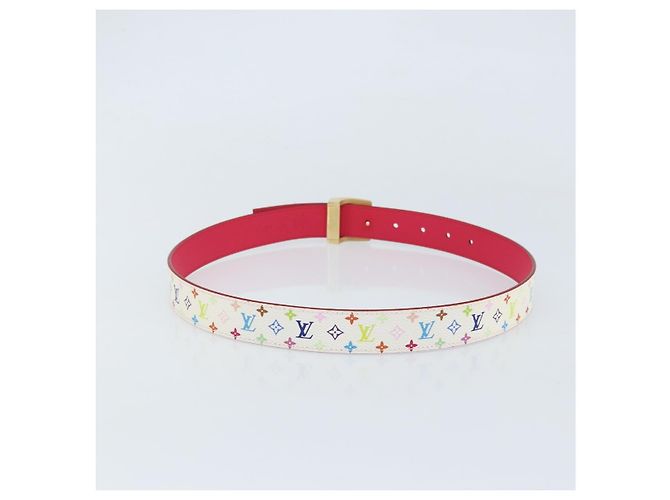 LOUIS VUITTON Monogramm Multicolor Gürtel Quadrat Weiß LV Auth ki6477 - Ansicht 2