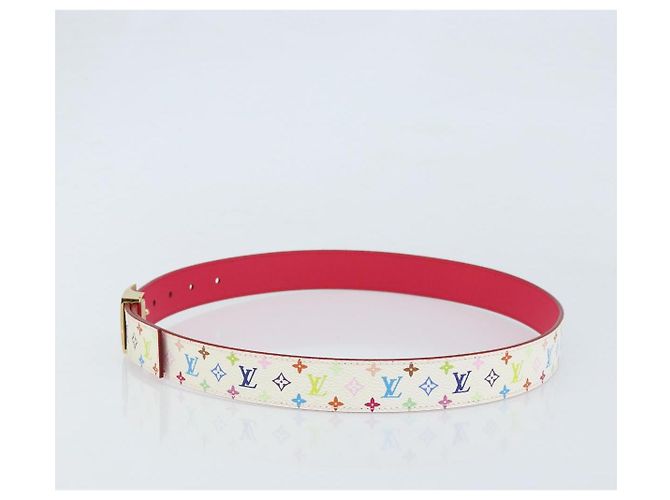 LOUIS VUITTON Monogramm Multicolor Gürtel Quadrat Weiß LV Auth ki6477 - Ansicht 3