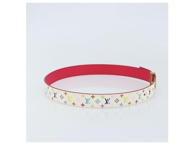 LOUIS VUITTON Monogramm Multicolor Gürtel Quadrat Weiß LV Auth ki6477 - Ansicht 4