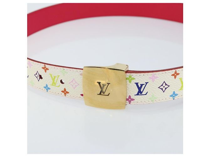 LOUIS VUITTON Monogramm Multicolor Gürtel Quadrat Weiß LV Auth ki6477 - Ansicht 5
