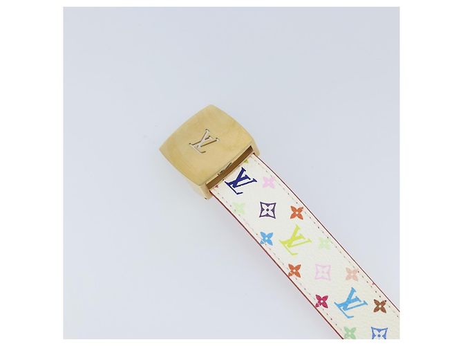 LOUIS VUITTON Monogramm Multicolor Gürtel Quadrat Weiß LV Auth ki6477 - Ansicht 6