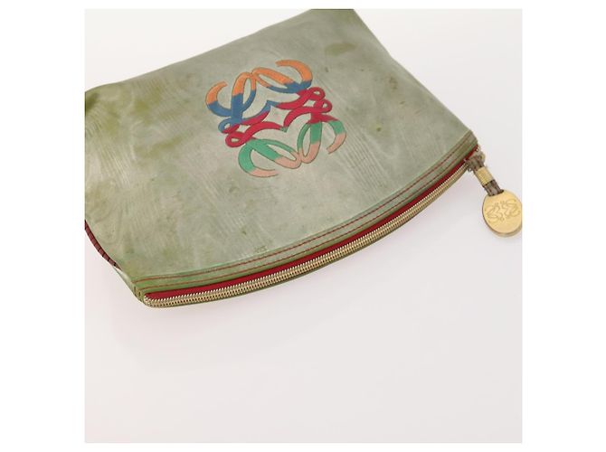 LOEWE Borsa a Mano Anagram Pelle Nylon Camoscio 3 Set Rosso Grigio Verde Auth 173684 Marrone - vista 12