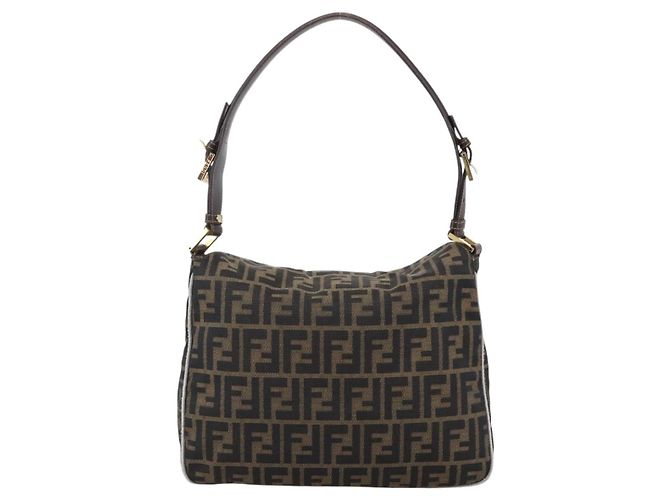 FENDI Zucca Canvas Schultertasche Braun Schwarz Auth 173418 - Ansicht 3