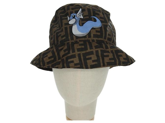 FENDI Zucca Canvas Bucket Hut FENDIxFRGMTxPOKEMON Schwarz Braun Auth 166953SM - Ansicht 2
