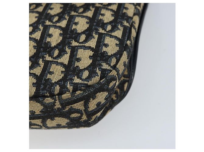 Borsa a Spalla in Tela Trotter Christian Dior Blu Navy Oro Auth gh1790 D'oro - vista 10